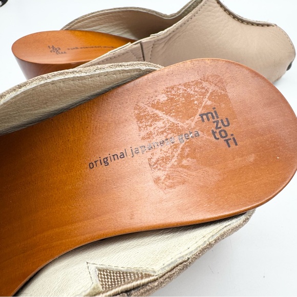 MIZUTORI Natural Style Leather Geta Clog Open Peep-Toe In Cocoa Size M Minimal - Picture 11 of 13